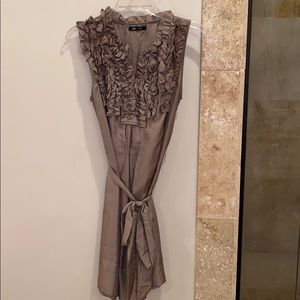 Taupe crushed-satin dress